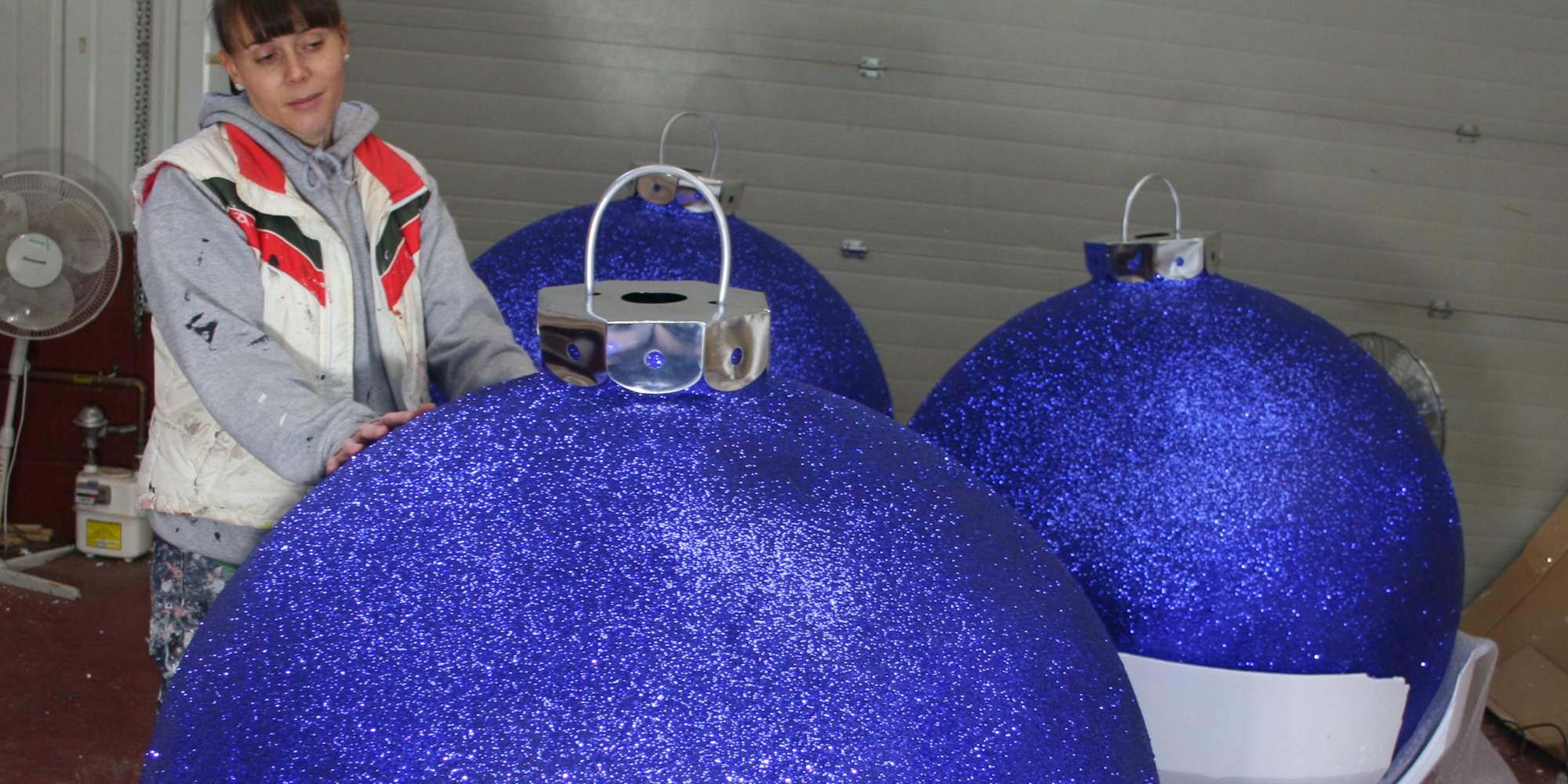 Christmas Display Baubles, Giant - medium and small - Manufactured in