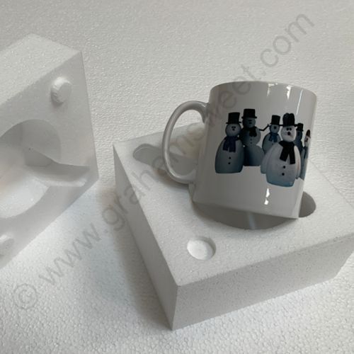 eps polystyrene packaging for protecting mugs in transit.