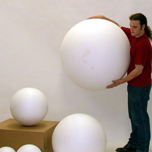 cut polystyrene / styrofoam balls