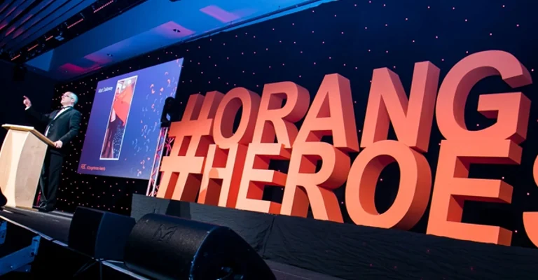 Large freestanding 3D letters at an outdoor event
