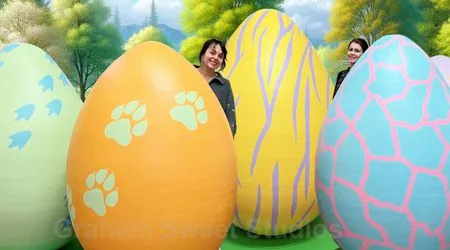 Large decorated polystyrene Easter eggs