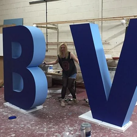 Large faced polystyrene B and V letters