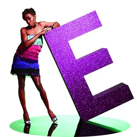 Giant purple glitter letter E