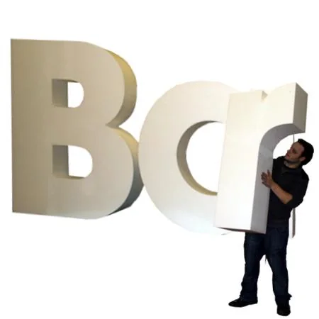 Plain white polystyrene letters